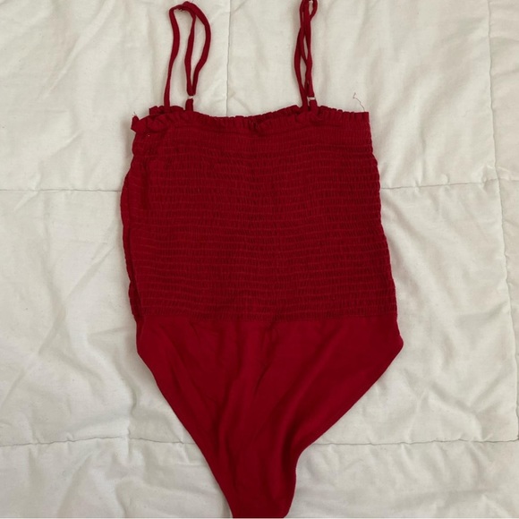 Urban outfitter crimson dark red smocked bodysuit - Picture 2 of 2